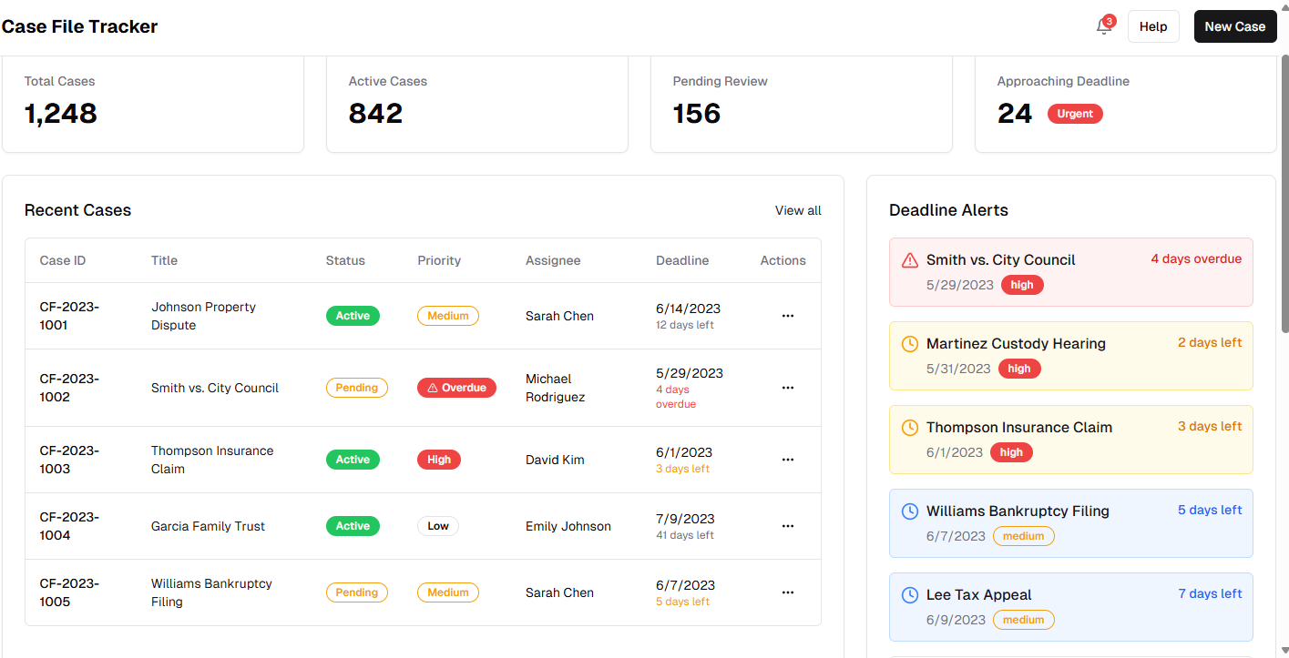 Case File Tracking Application